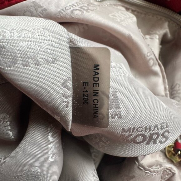 Michael Kors Leather Fulton East West Shoulder Tote Bag Satchel Compartments Red - Picture 13 of 16